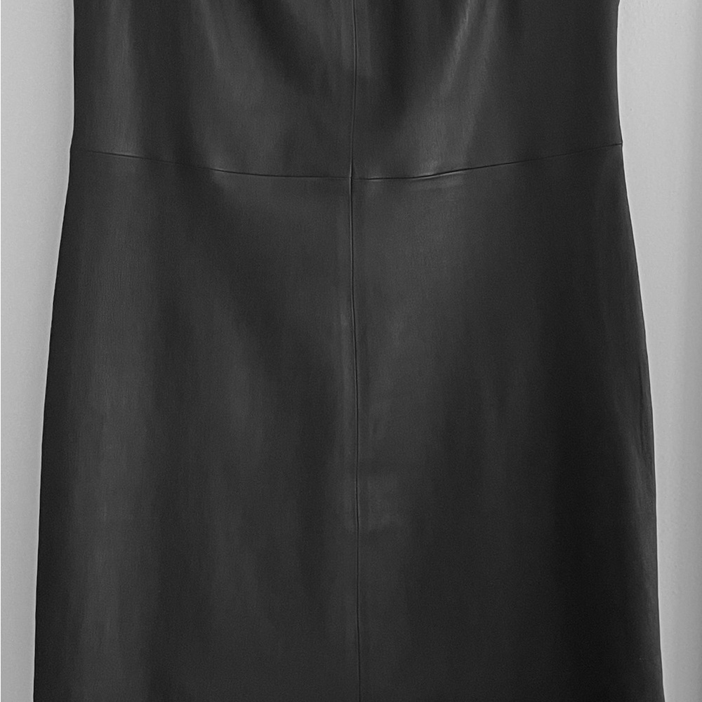 Vince Sleeveless Sheath Black Leather Dress